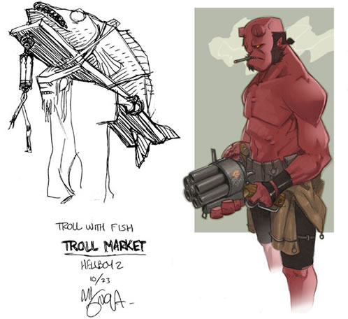 Arte conceptual para Hellboy 2 (Mike Mignola, Francisco Ruiz Velasco y Pablo Ángeles)